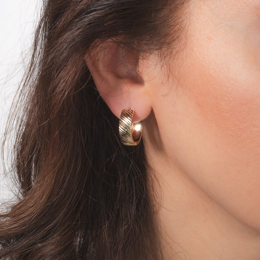 Textured Hoop Earring in 10K Yellow Gold