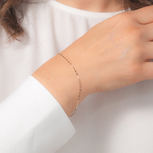 1mm Luro Link Bracelet in 10K Yellow and White Gold - 7.5mm