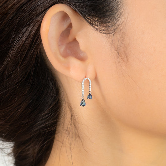 Sapphire Earrings in 10K White Gold