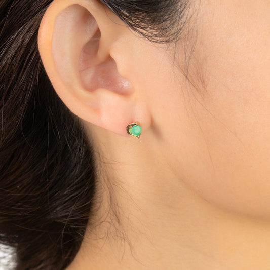 Emerald Stud Earrings in 10K Yellow Gold
