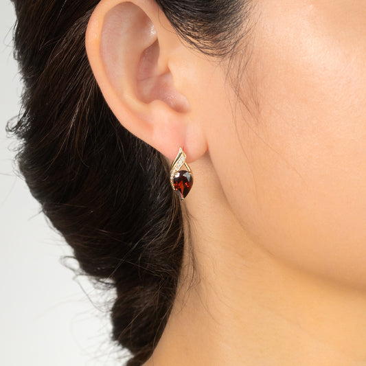 Garnet Earrings in 10K Yellow Gold