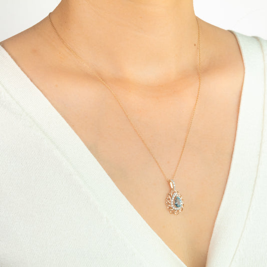 Aquamarine Necklace in 10K Yellow Gold