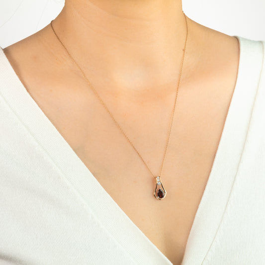 Garnet Necklace in 10K Yellow and White Gold