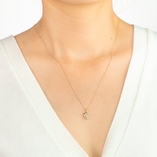 Diamond Dolphin Necklace in 10K Yellow and White Gold (0.04 ct tw)