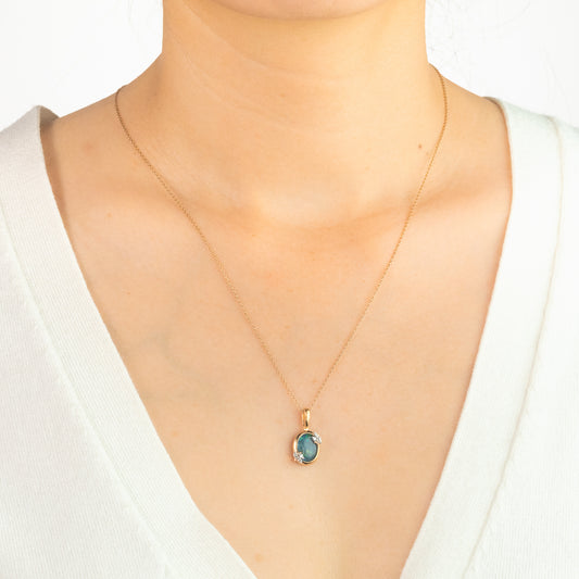 Dark Opal Necklace in 10K Yellow Gold