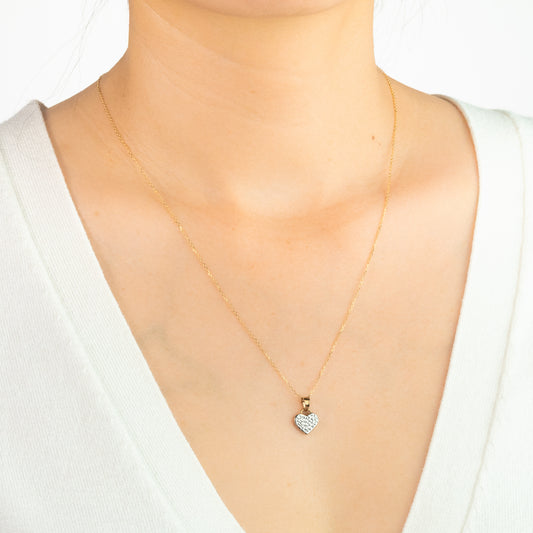 Diamond Cut Heart Pendant in 14K Yellow and White Gold