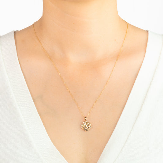 Sunray 4-Leaf Clover Pendant in 10K Yellow Gold