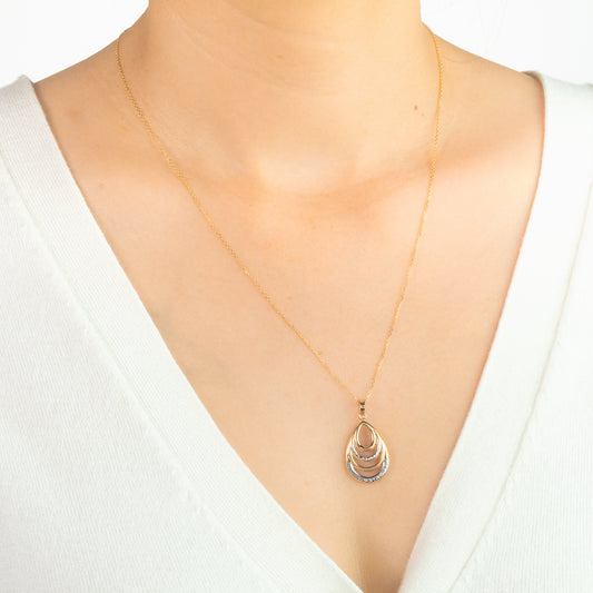 Diamond-Cut Pear Drop Pendant in 10K Yellow & White Gold