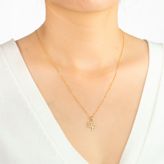 Tree Pendant in 14K Yellow Gold