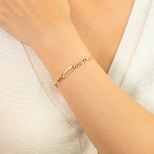 10K Yellow Gold Paper Clip Bracelet