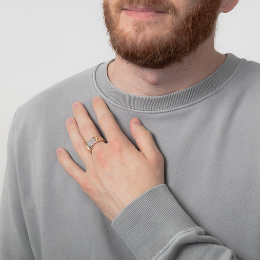 Men’s Woven Pattern Diamond Ring In 10K Yellow Gold (0.50 ct tw)