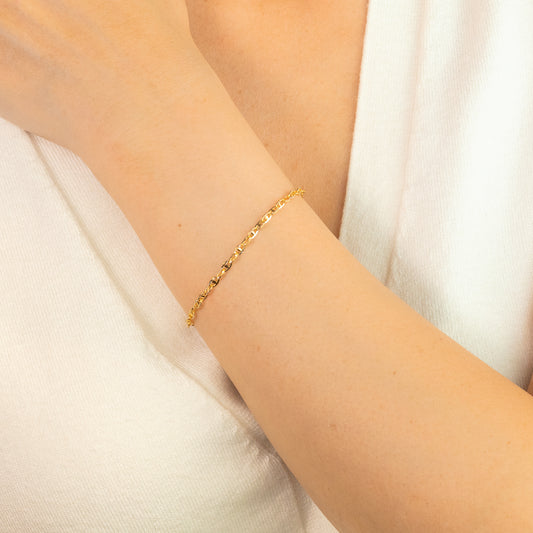 2.75mm Diamond Cut Link Bracelet in 10K Yellow and White Gold - 7.5"