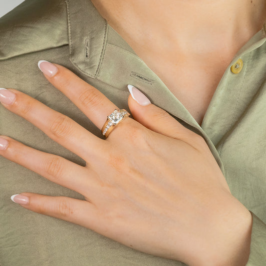 Lab Grown Princess Cut Diamond Engagement Ring in 14K Yellow Gold  (2.60 ct tw)