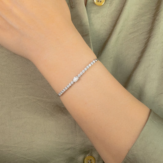 Lab Grown Diamond Bolo Bracelet in 10K White Gold (1.00 ct tw)