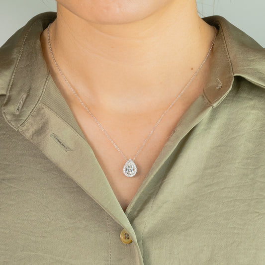 Pear Shape Lab Grown Diamond Pendant in 14K (1.20 ct tw)