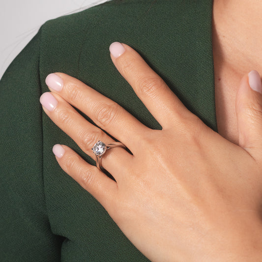 Lab Grown Round Cut Diamond Engagement Ring in 14K White Gold (2.00 ct tw)