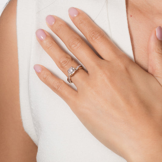 Infinity Twist Engagement Ring in 10K Yellow and White Gold (0.50 ct tw)