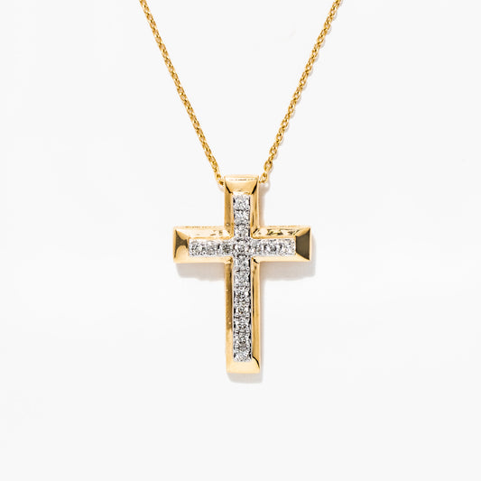 10K Yellow Gold Diamond Cross Pendant (0.20 ct tw)