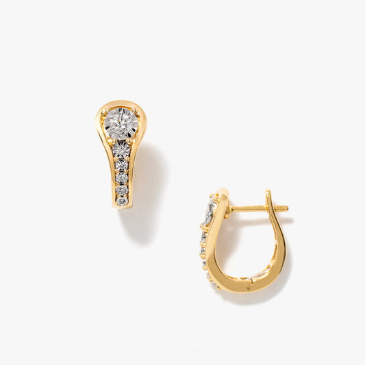 J Hoop Earrings in 10K Yellow and White Gold (0.36 ct tw)