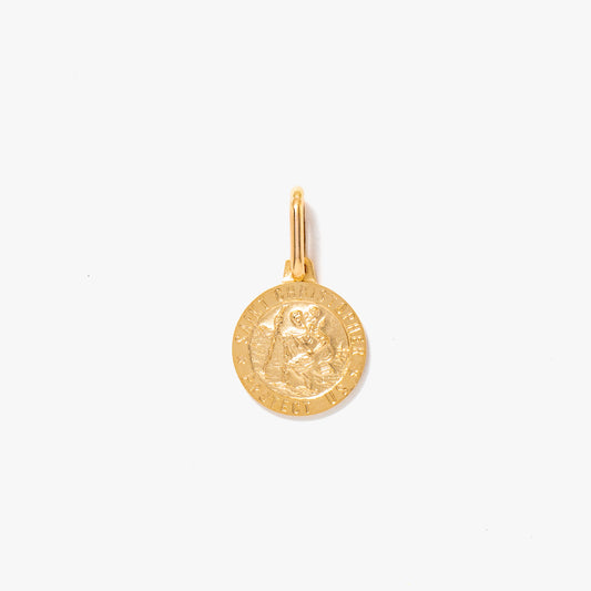 Round Saint Christopher Medal Charm in 10K Italian Yellow Gold