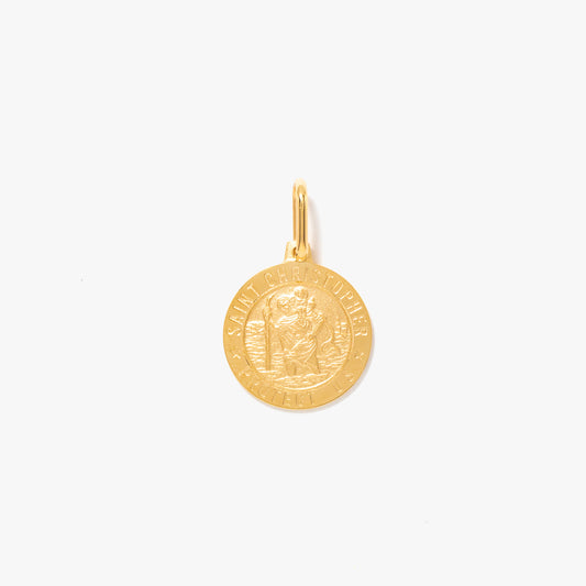 Round Saint Christopher Medal Charm in 10K Italian Yellow Gold
