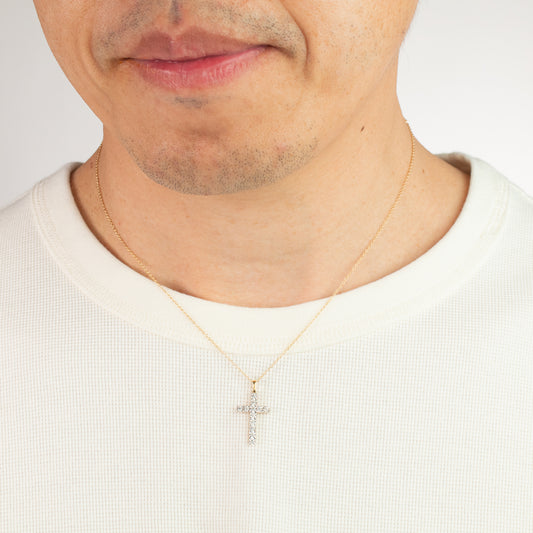 10K Yellow Gold Diamond Cross Pendant (0.15ct tw)