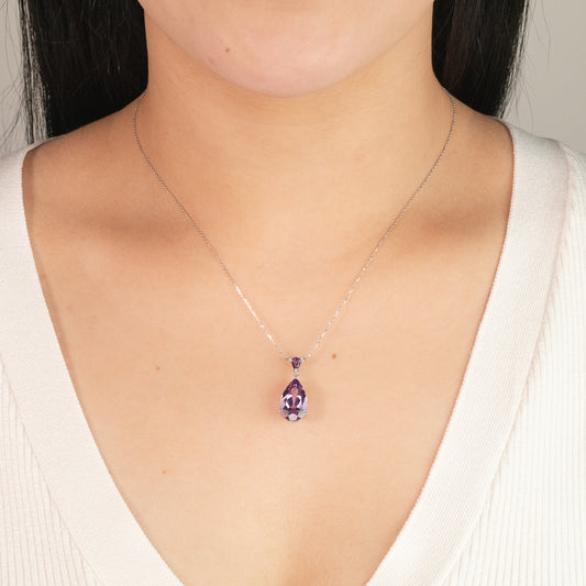 Amethyst Necklace in 10K White Gold