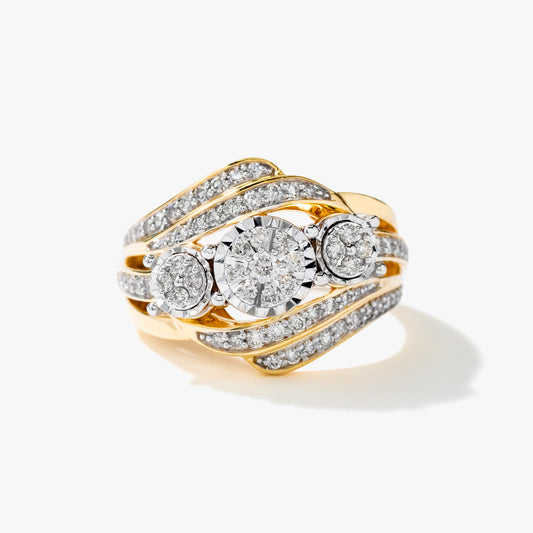 Diamond Dinner Ring in 10K Yellow and White Gold (0.62 ct tw)