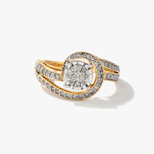 Diamond Cluster Dinner Ring in 10K Yellow Gold (0.50 ct tw)