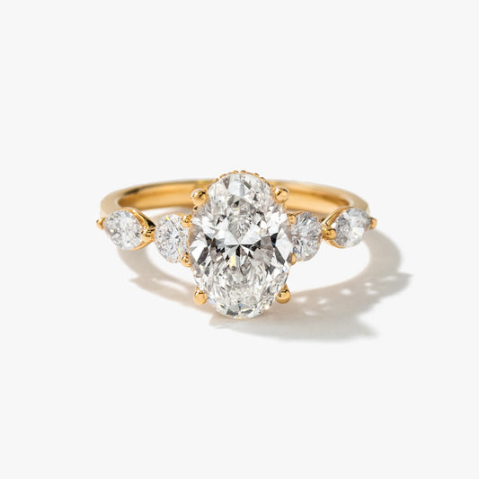 Lab Grown Oval Cut Diamond Engagement Ring in 14K Yellow Gold (2.75 ct tw)