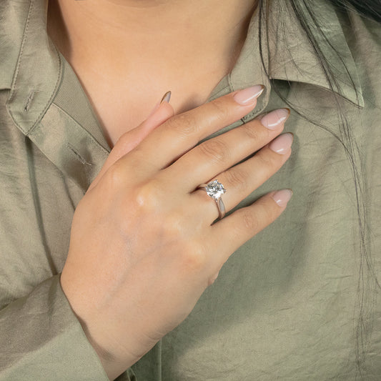 Lab Grown Round Cut Diamond Engagement Ring in 14K White Gold (3.00 ct tw)