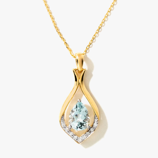 Aquamarine Necklace in 10K Yellow Gold