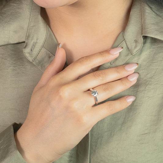 Lab Grown Round Cut Diamond Engagement Ring in 14K White Gold (1.50 ct tw)