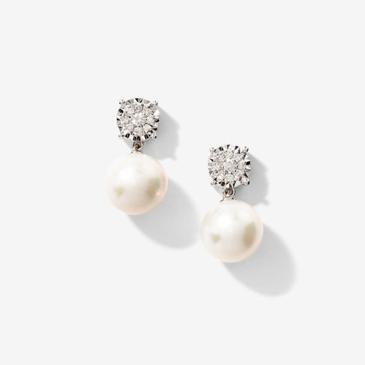 Pearl Dangle Earrings in 10K White Gold