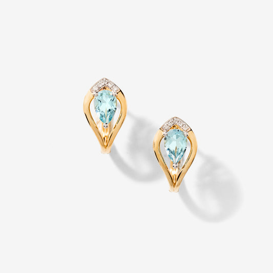 Aquamarine Earrings in 10K Yellow Gold