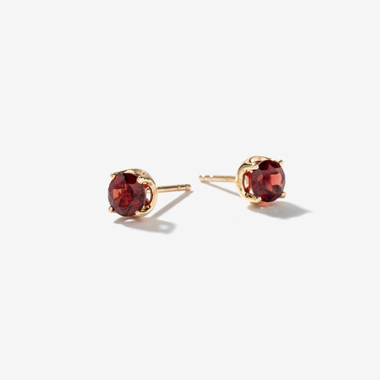 Garnet Stud Earrings in 10K Yellow Gold