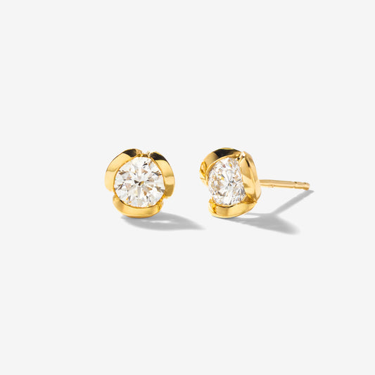 Lab Grown Diamond Flower Stud Earrings in 10K Yellow Gold (1.00 ct tw)