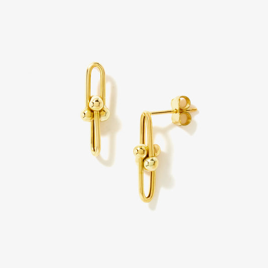 U Shape Drop Earrings in 10K Yellow Gold