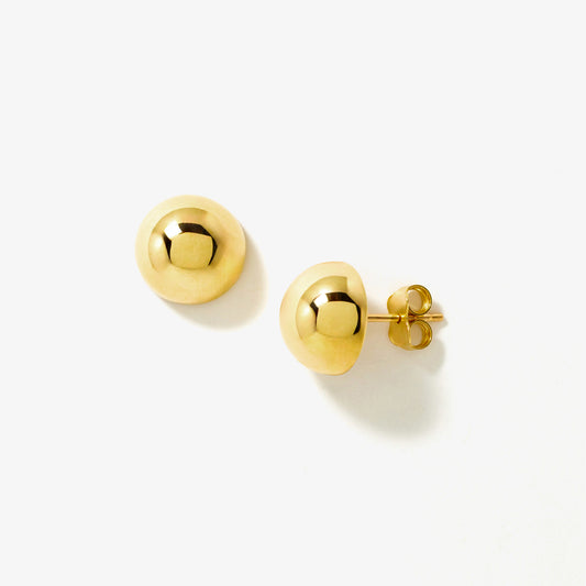 Half Round Puff Stud Earrings in 10K Yellow Gold
