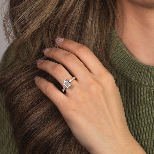 Emerald Cut Lab Grown Diamond Engagement Ring in 14K Yellow and White Gold (3.50 ct tw)