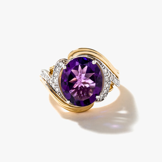 Amethyst Ring in 10K Yellow and White Gold