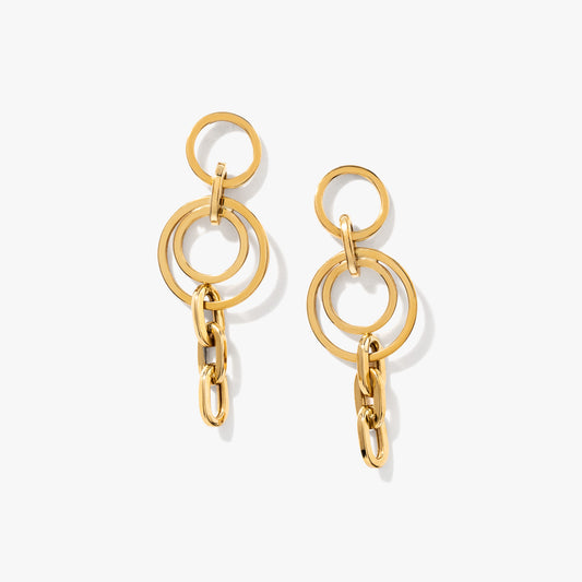 Paperclip Drop Stud Earrings in 10K Yellow Gold