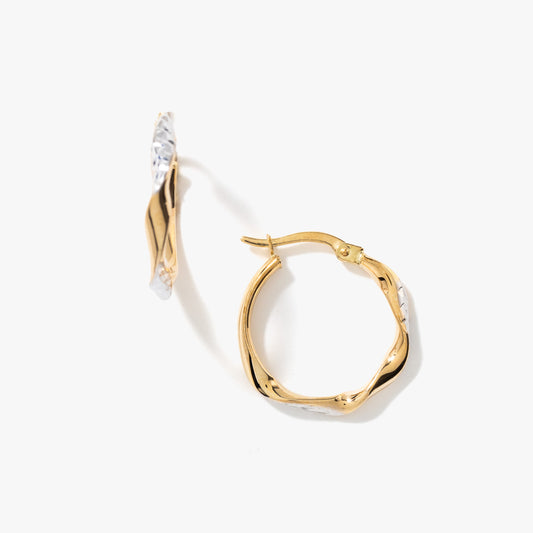 Diamond Cut Twist Hoop Earrings in 10K Yellow Gold
