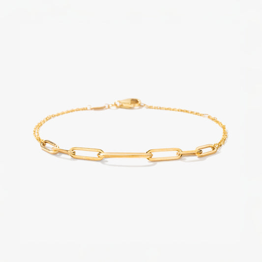10K Yellow Gold Paper Clip Bracelet