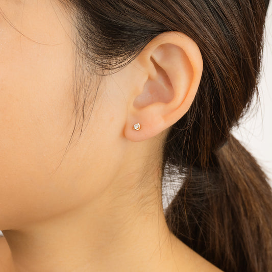 Tension Set Solitaire Lab Grown Diamond Stud Earrings in 14K Yellow Gold (0.10ct tw)