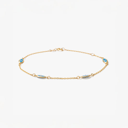 Evil Eye Bracelet in 10K Yellow Gold