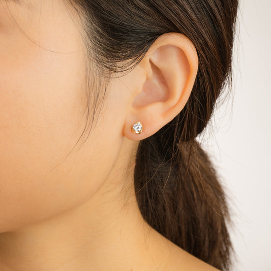 Tension Set Solitaire Lab Grown Diamond Stud Earrings in 14K Yellow Gold (0.50ct tw)