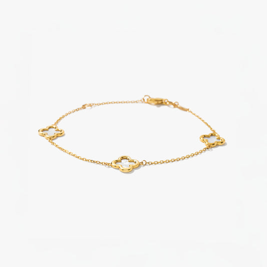 Flower Link Bracelet in 10K Yellow Gold