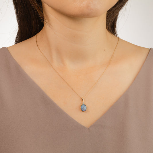 Doublet Opal Necklace in 10K Yellow Gold