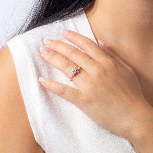 Flower Diamond Cluster Ring in 10K Yellow Gold (0.20 ct tw)